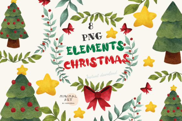 8 Christmas Tree Christmas Flowers PNG Illustrations Review
