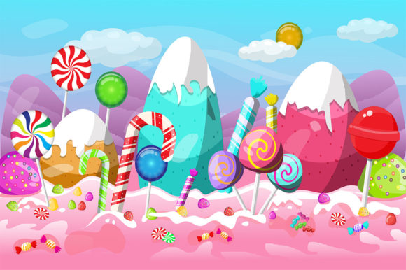 Christmas Candy and Landscape Illustrations for Design Projects