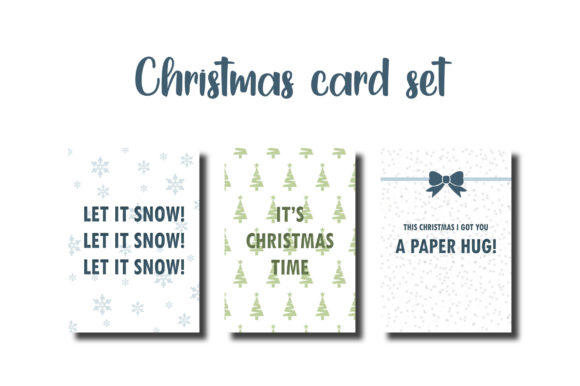 Christmas Cards Set - 3 Cards Illustrations for Handmade Projects