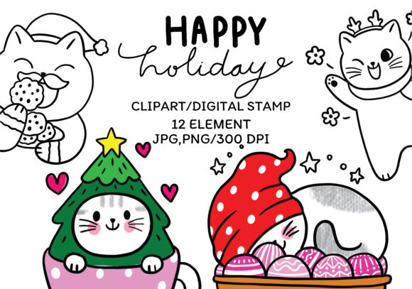 Christmas Cats Clipart for Branding and Marketing