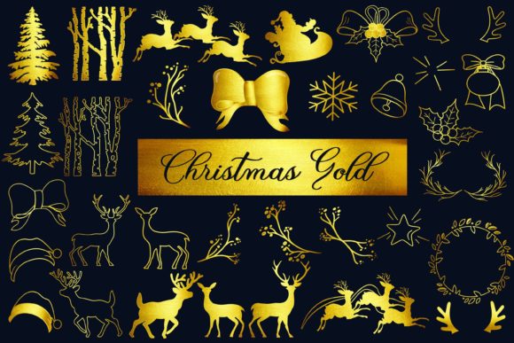 Christmas Collection Gold DIY Design PNG for Branding