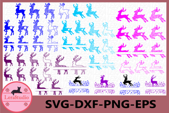 Christmas Deer Frame Illustrations for Digital Selling