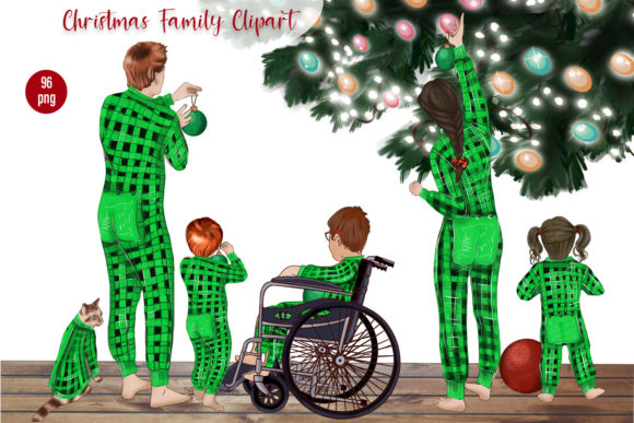 Christmas Family Clipart, Disability Illustrations