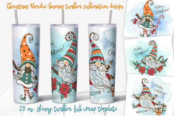 Christmas Gnomes Tumbler Sublimation Illustrations