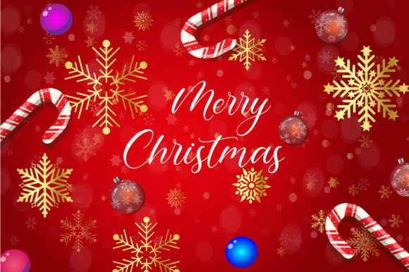 Christmas Golden Snowflakes Stick Candy Illustrations