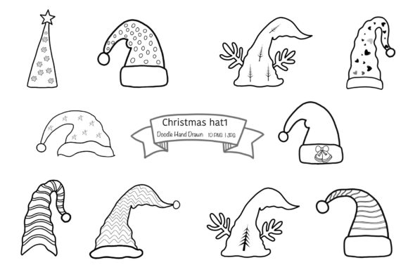 Christmas Hat Set 1 Illustrations for Digital Selling