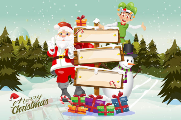 Christmas Santa Claus Snowman and Elf Illustration Review