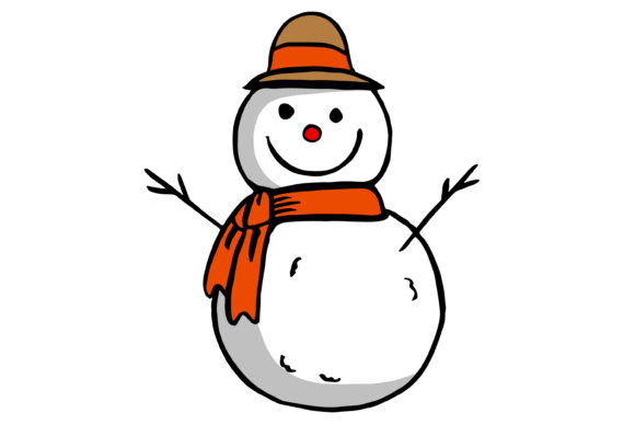 Christmas Snow Man Cartoon Sticker Illustrations