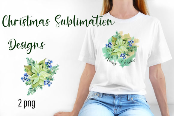 Christmas Sublimation Designs Poinsettia Illustrations
