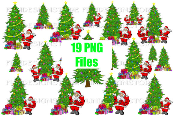 Christmas Tree, Santa, Thanksgiving Bundle Illustrations