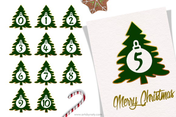 Christmas Trees, Numbers, and Gold SVG