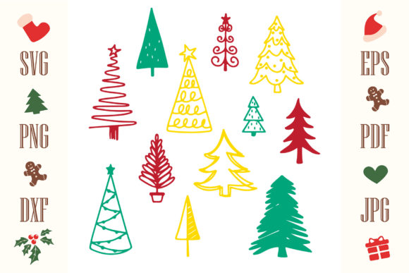 Christmas Trees Pattern Bundle Illustrations