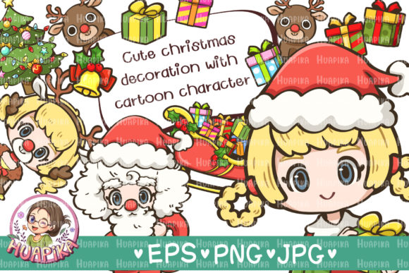 Cute Cartoon Christmas Decoration Illustrations