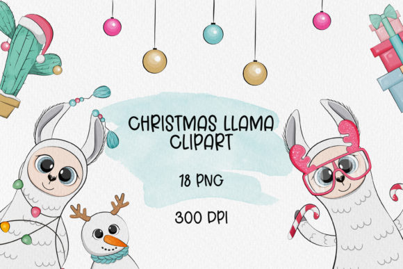 Cute Christmas Llamas Clipart for Handmade Projects