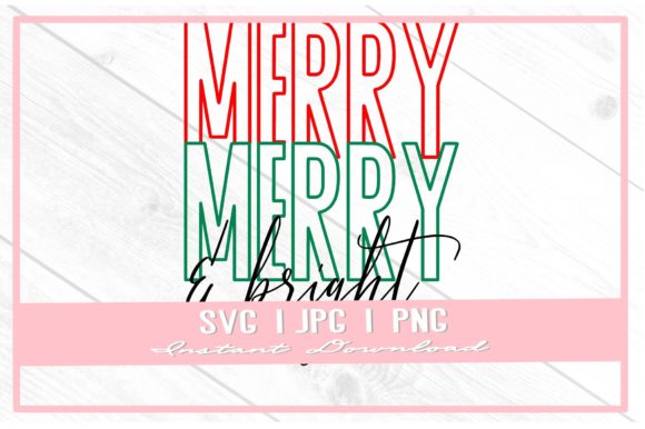 Merry Bright Christmas Sublimation SVG Illustrations