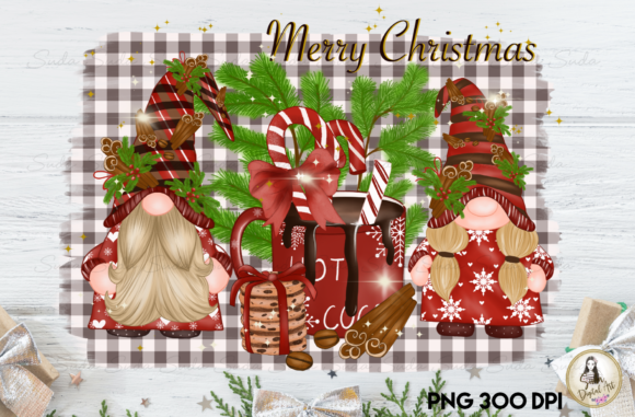 Merry Christmas Gnomes Sublimation Illustrations