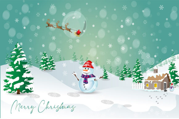 Merry Christmas Greeting Card Vector Illustration