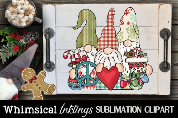 Peace Love Christmas Gnome Trio Illustrations