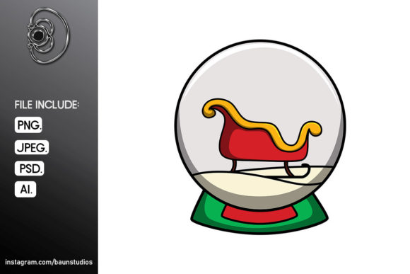 Snowglobe Christmas Cartoon Illustration for Branding and Marketing