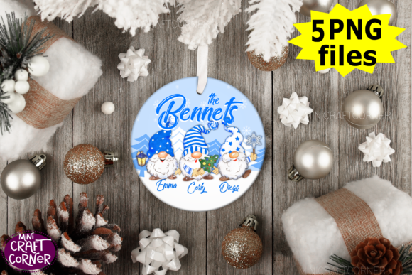Sublimation Gnome Christmas Ornament Illustrations